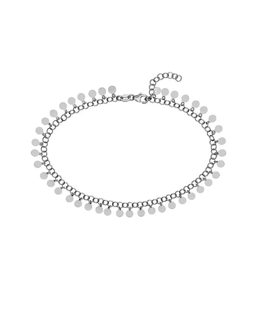 Curata Jewelry 925 Sterling Silver 10 Inch Rhodium Plated Round Link With Hanging Circles Adjustable Anklet Anklet