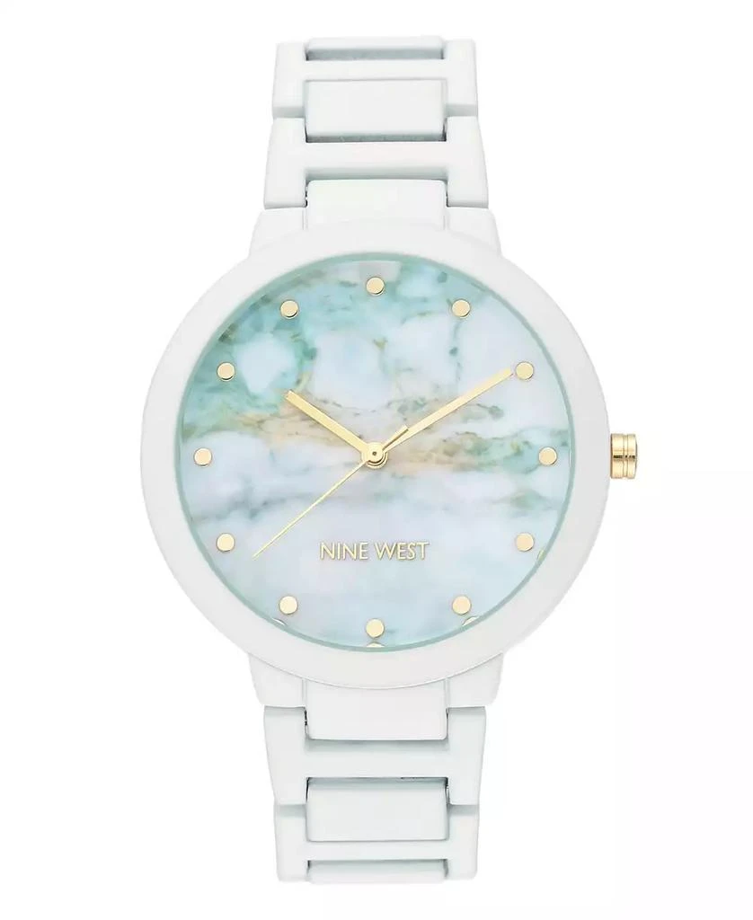 Nine West Women's White Rubberized Bracelet Watch, 40.5mm 1