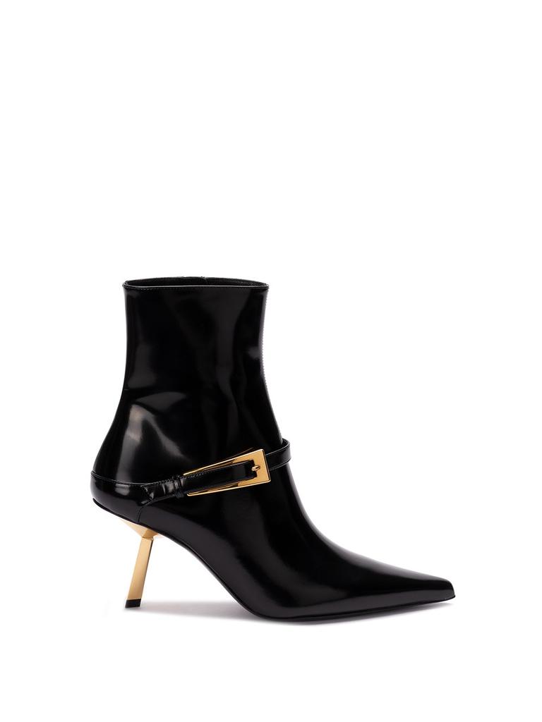 Yves Saint Laurent Betty Booties In Glazed Leather - Boots