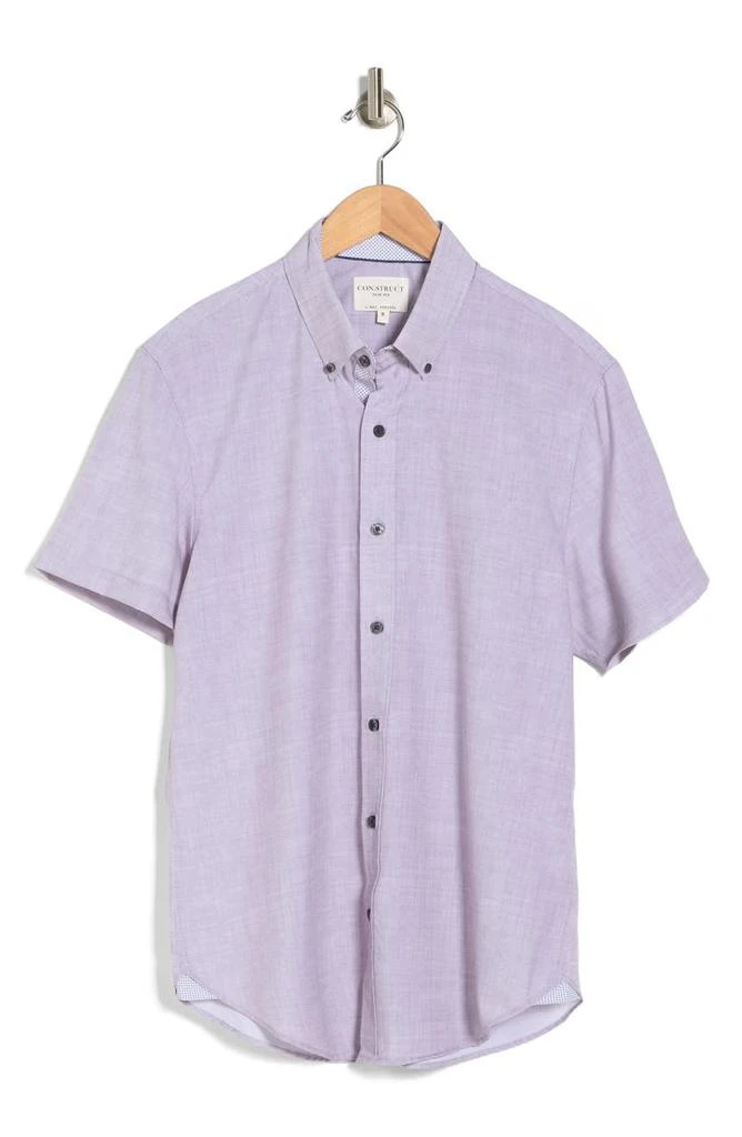 CONSTRUCT Slim Fit Four-Way Stretch Performance Chambray Short Sleeve Button-Down Shirt 4