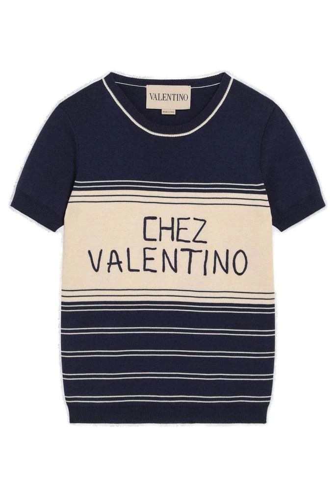 Valentino Valentino Stripe Detailed Crewneck Top from Cettire