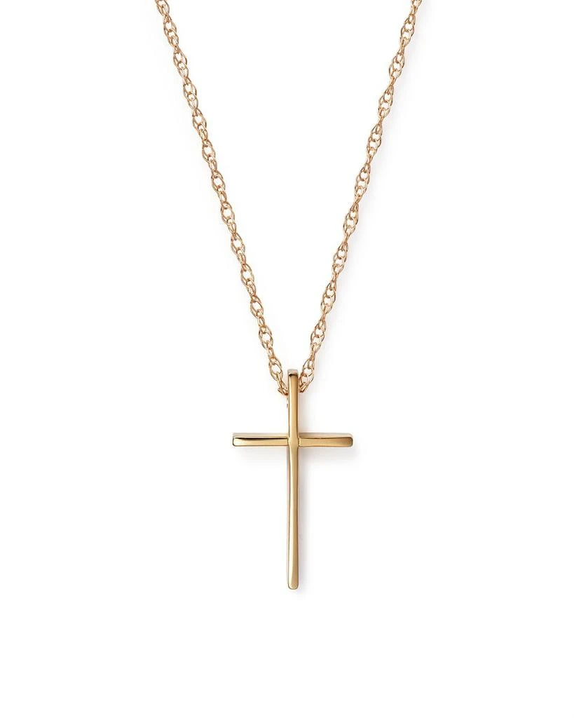 Bloomingdale's 14K Yellow Gold Small Cross Pendant Necklace, 18" 1