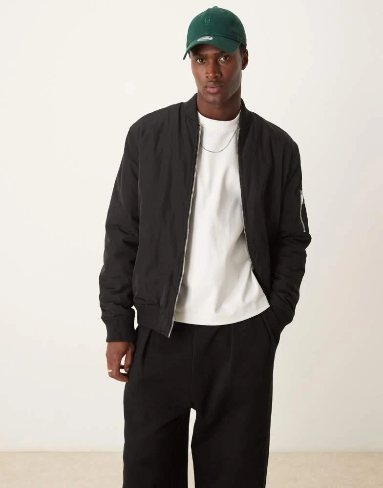 New Look New Look padded bomber jacket in black 1