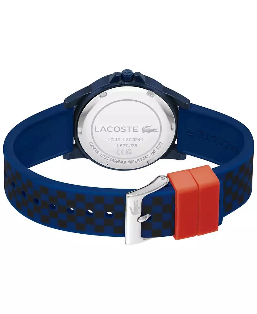 Lacoste Kids Rider Blue and Black Checkered Print Silicone Strap Watch 36mm 3