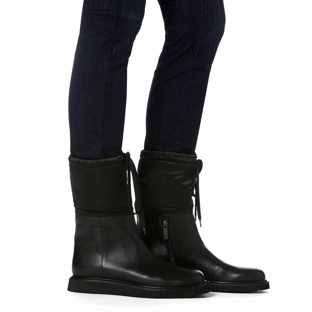 Aquatalia Women's Nylon Shearling Lining Mid Calf Winter Boots In Black