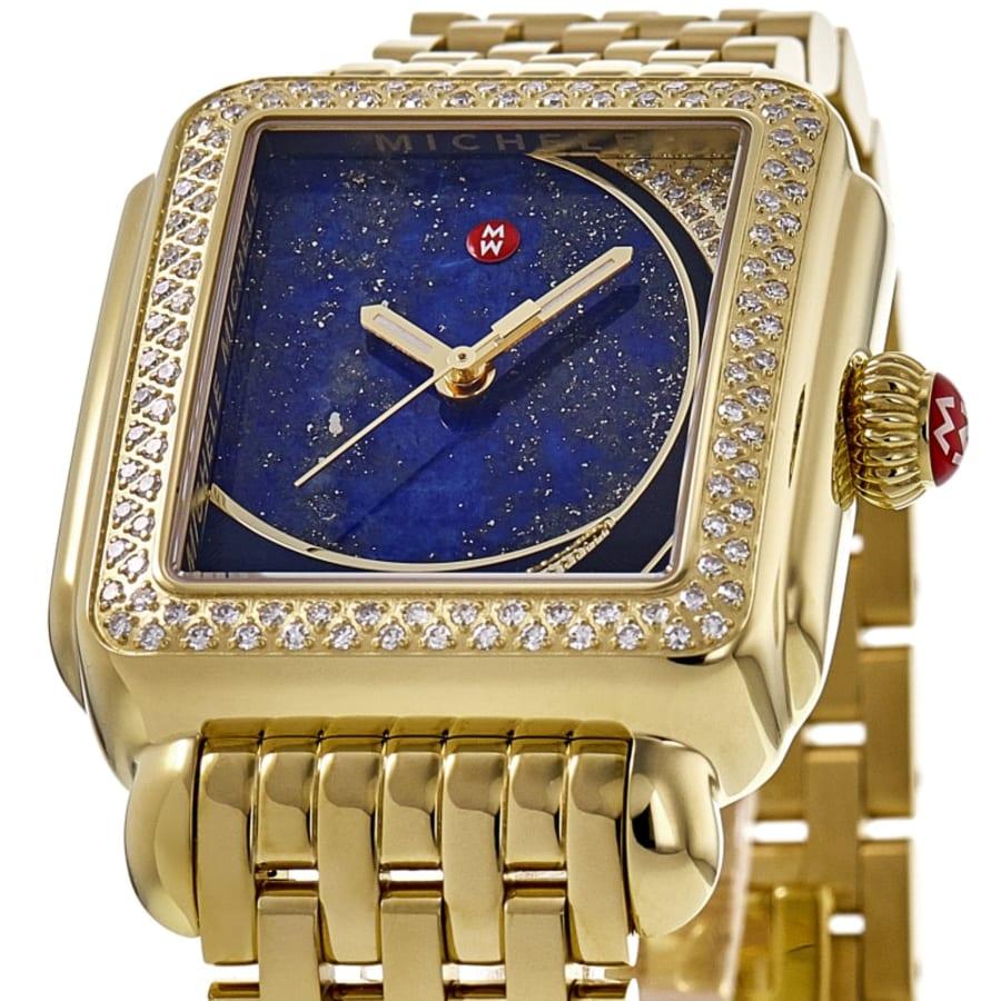 Michele Deco Diamond Limited Edition Quartz Blue Dial Diamond Bezel Gold-plated Steel Women's Watch MWW06T000232