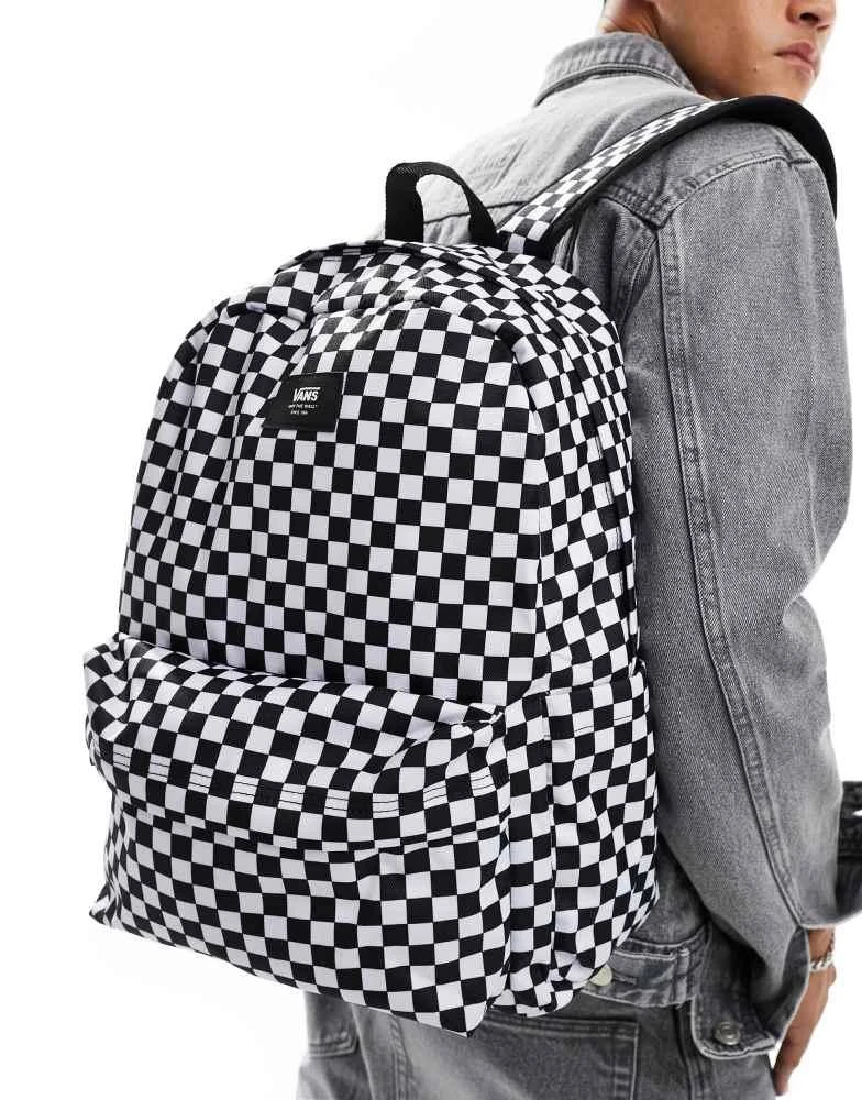 Vans Vans old skool check backpack in black and white 1