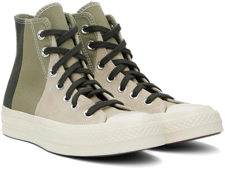 Converse Taupe & Green Chuck 70 Patchwork Suede Sneakers 4