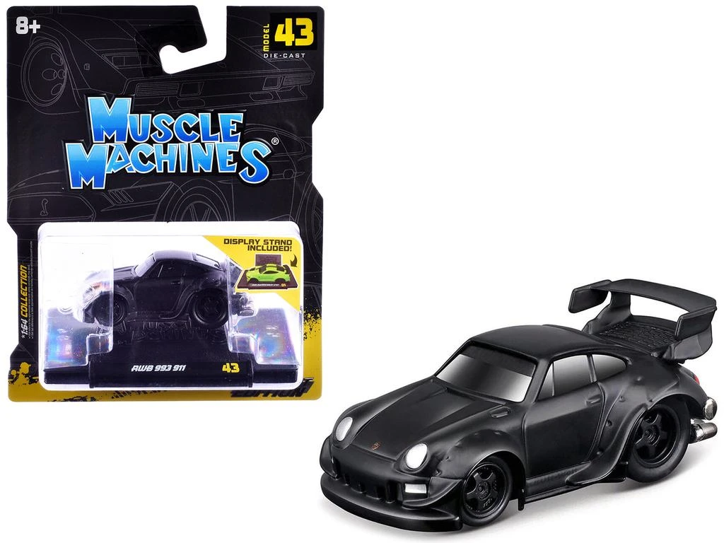 Muscle Machines RWB 993 911 Matt Black 1/64 Diecast Model Car by 2