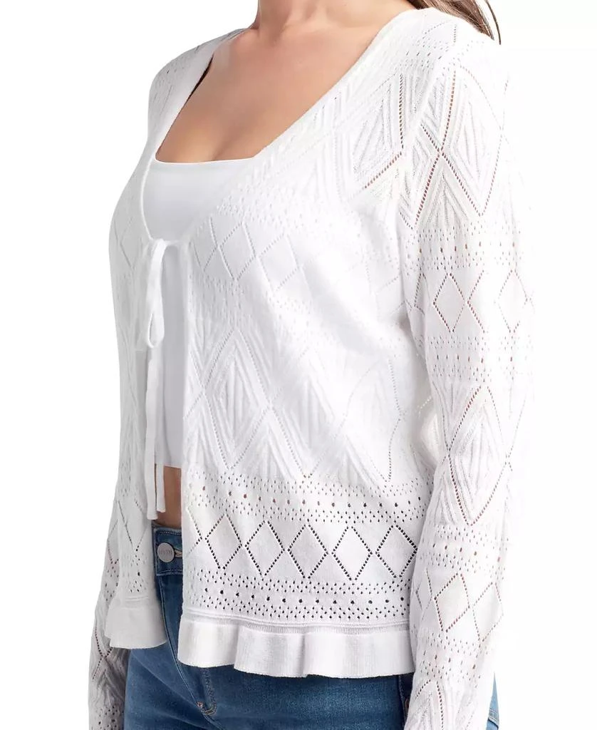 BCX Juniors' Pointelle Tie-Front Cardigan 4