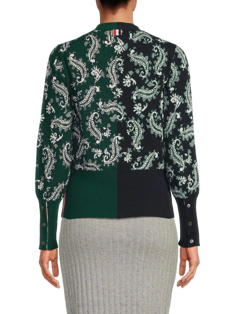 Thom Browne ​Paisley Jacquard Wool V-Neck Cardigan 2