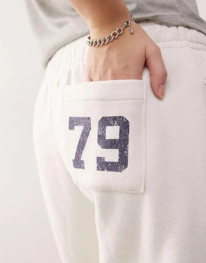 PacSun Pacsun wide leg logo joggers co-ord in cream marl 2