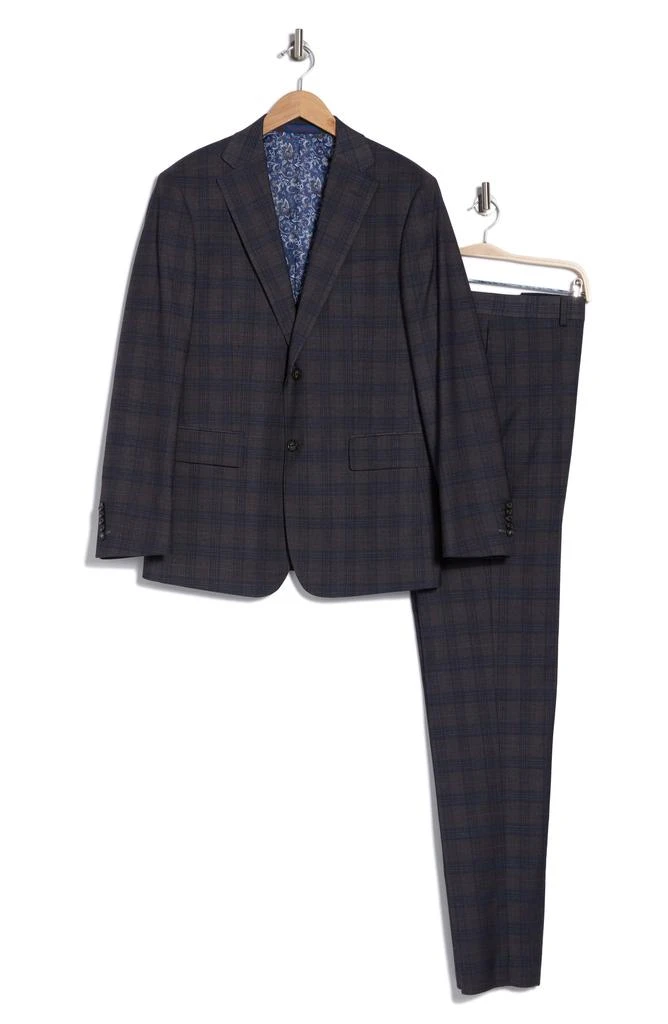 English Laundry Plaid Trim Fit Notch Lapel Two-Piece Suit 3
