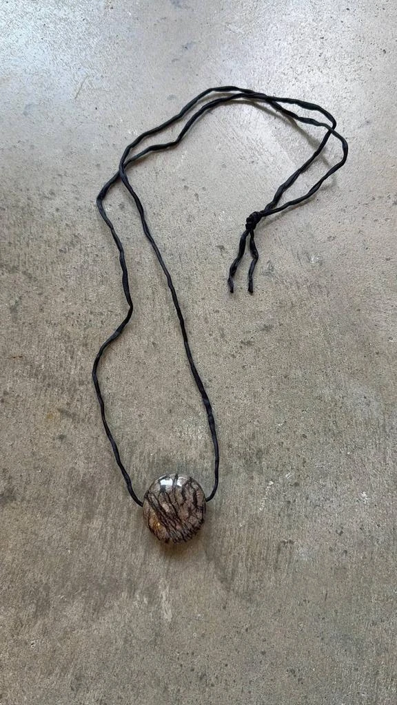 Maslo Jewelry Maslo Jewelry - Women
s Vintage Stone Pendant On Silk Cord Necklace