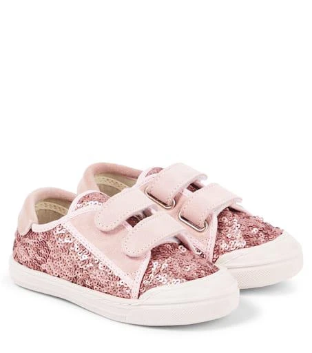 PEPE Villas sequined leather-trimmed sneakers 1