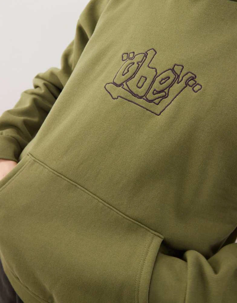 Obey Obey massive graphic heavyweight hoodie in green 2