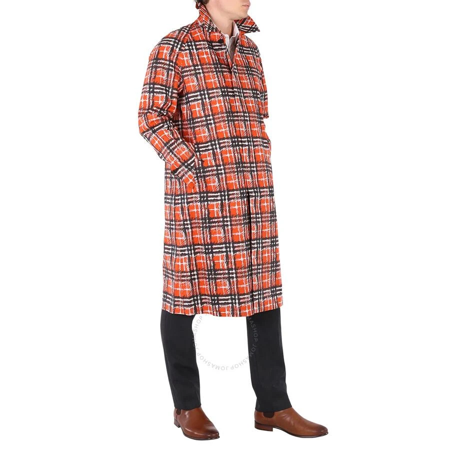 Burberry Scribble Check Cotton Car Coat In Bright Military Red 2
