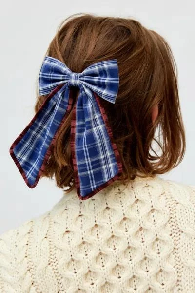 Urban Outfitters Plaid Hair Bow Barrette 1