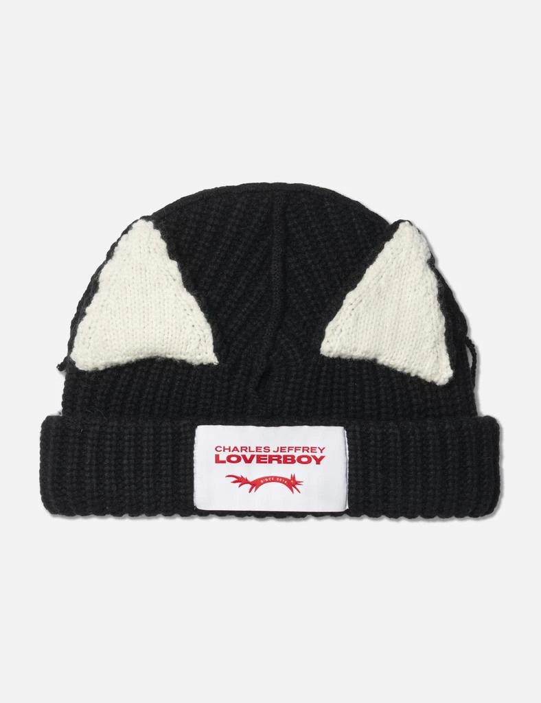 Shop Navy & Beige Knit Patch Trapper Hat on Sale at  display picture 1