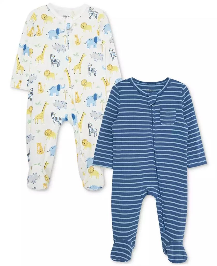 Little Me Baby Boys Jungle Fun Footed Coveralls, 2 Piece Set 1