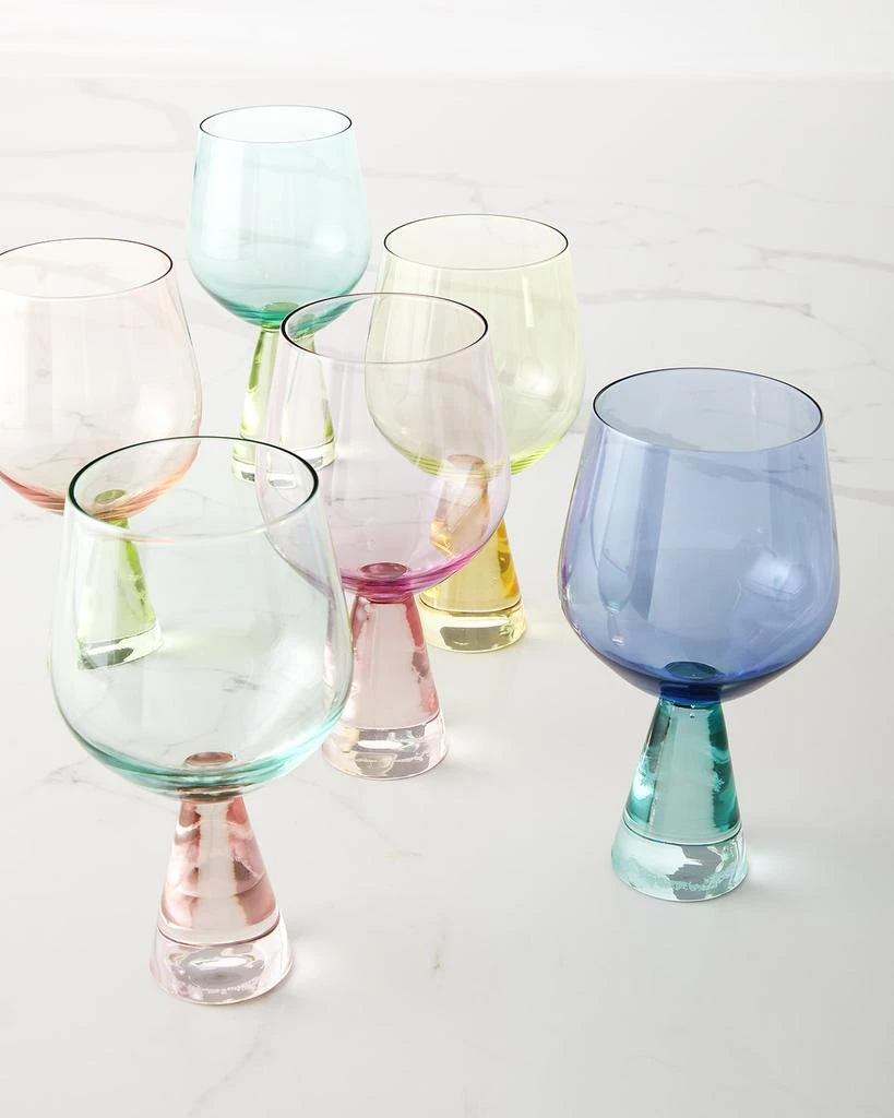 Neiman Marcus Two-Tone Multicolor Wine Glasses, Set of 6 1