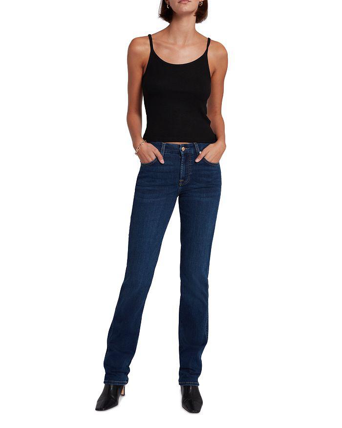 7 For All Mankind Kimmie Mid Rise Straight Leg Jeans in Rinsed Indigo