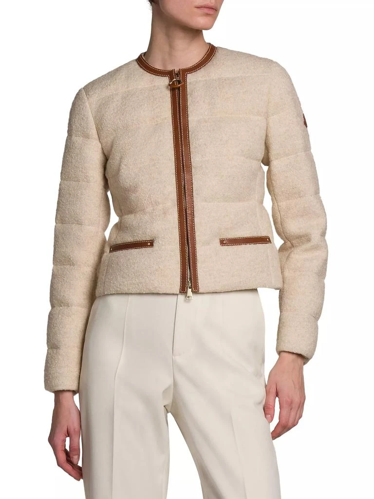 Moncler Serinde Boucle Short Down Jacket with Leather Trim 2