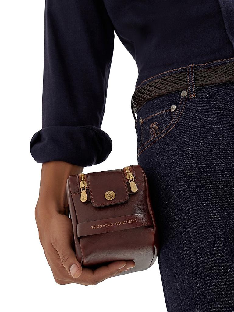 Brunello Cucinelli Calfskin Beauty Case with Double Zipper