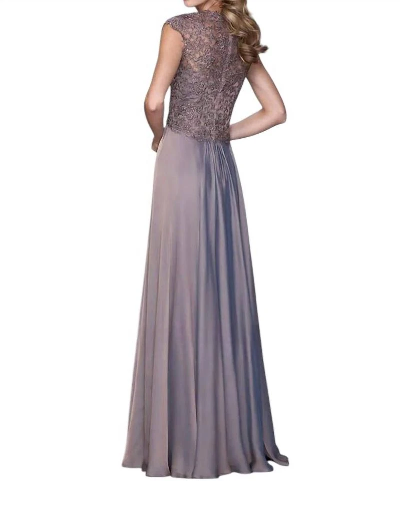 La Femme La Femme - Lace Ornate Ruched Gown 2