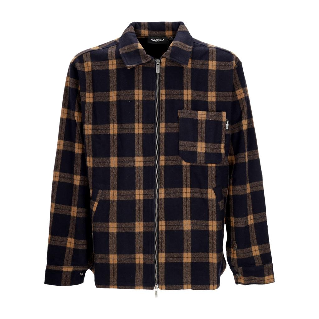 Wasted Paris Men's Long Sleeve Check Shirt Navy/dune