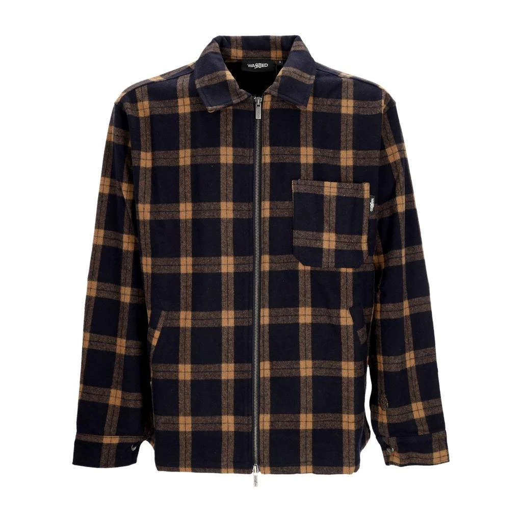 Wasted Paris Men's Long Sleeve Check Shirt Navy/dune 1