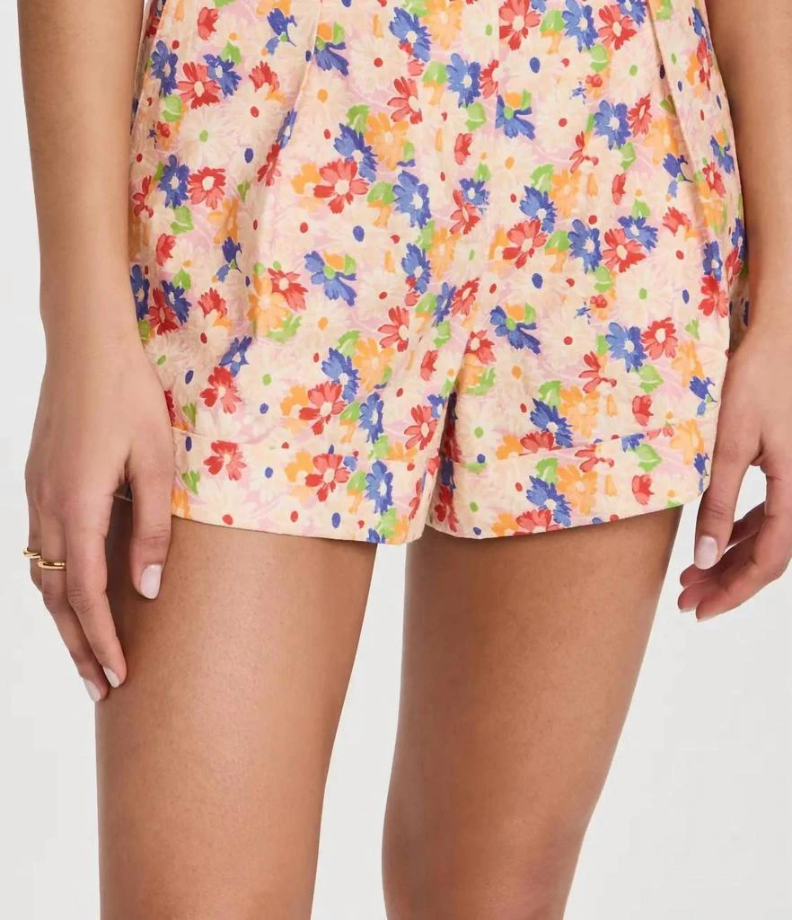 Something Navy Floral Pleated Shorts In Cream Multi 1