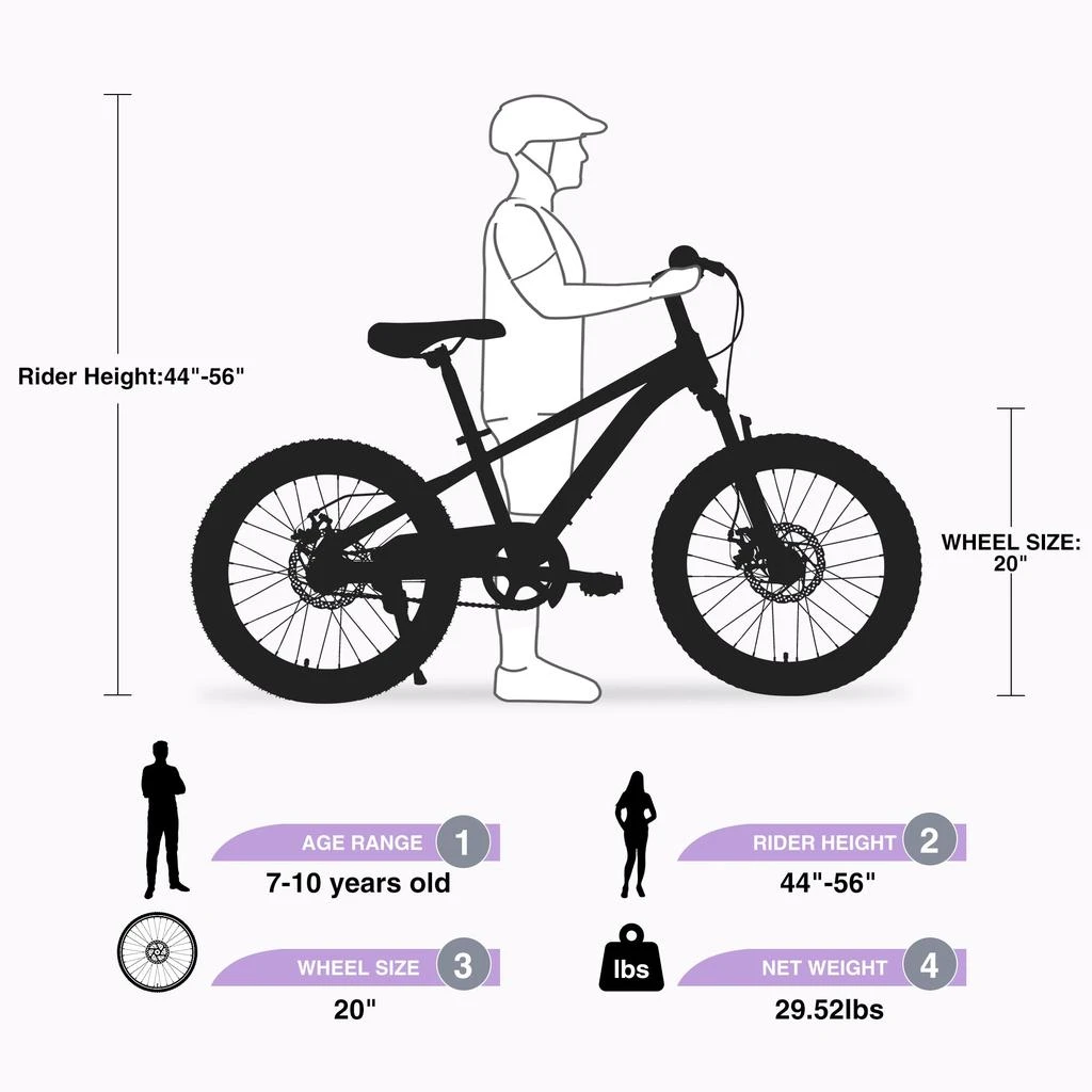 Streamdale Furniture Streamdale Mountain Bike,20 Inch MTB for Boys and Girls Age 7-10 Years, Multiple Colors 5