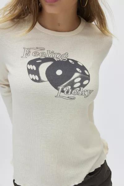 Urban Outfitters Feeling Lucky Graphic Long Sleeve Thermal Tee