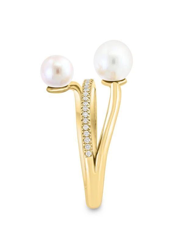 Effy 14K Yellow Gold, 5-6.5MM Freshwater Pearl & Diamond Ring 3
