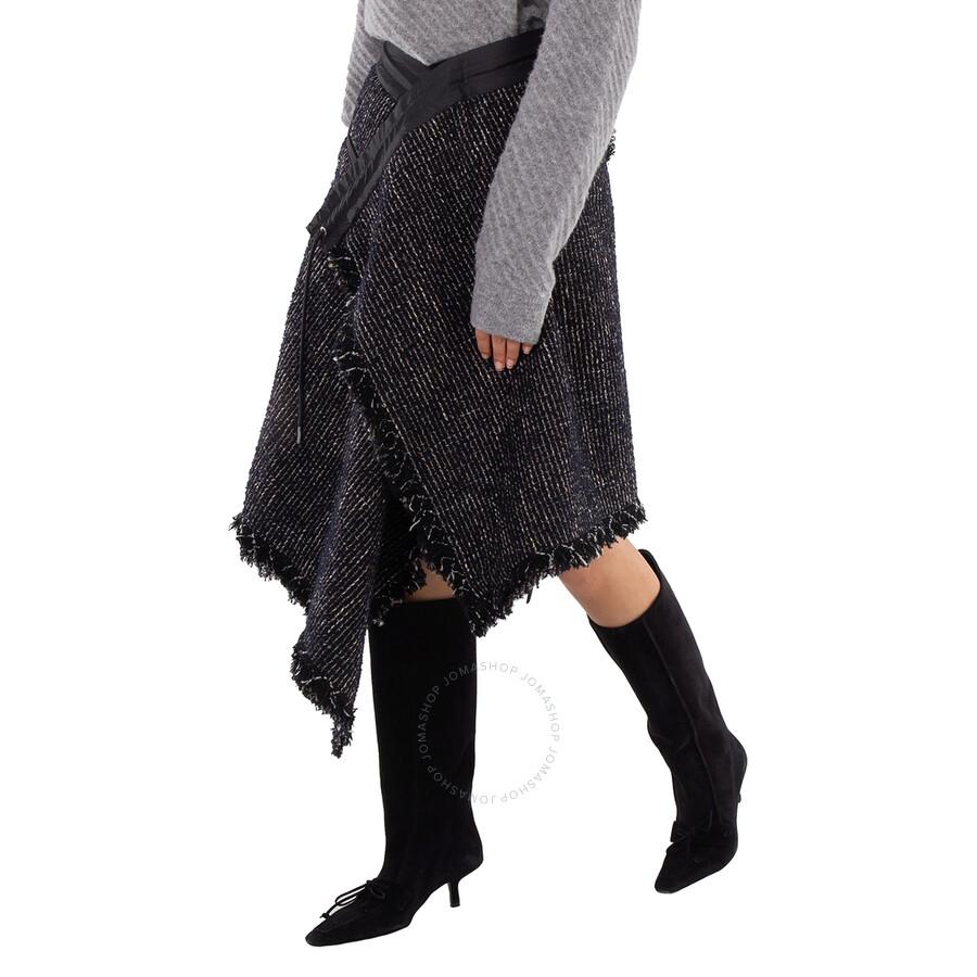 Sacai Ladies Tweed Asymmetric Midi Skirt