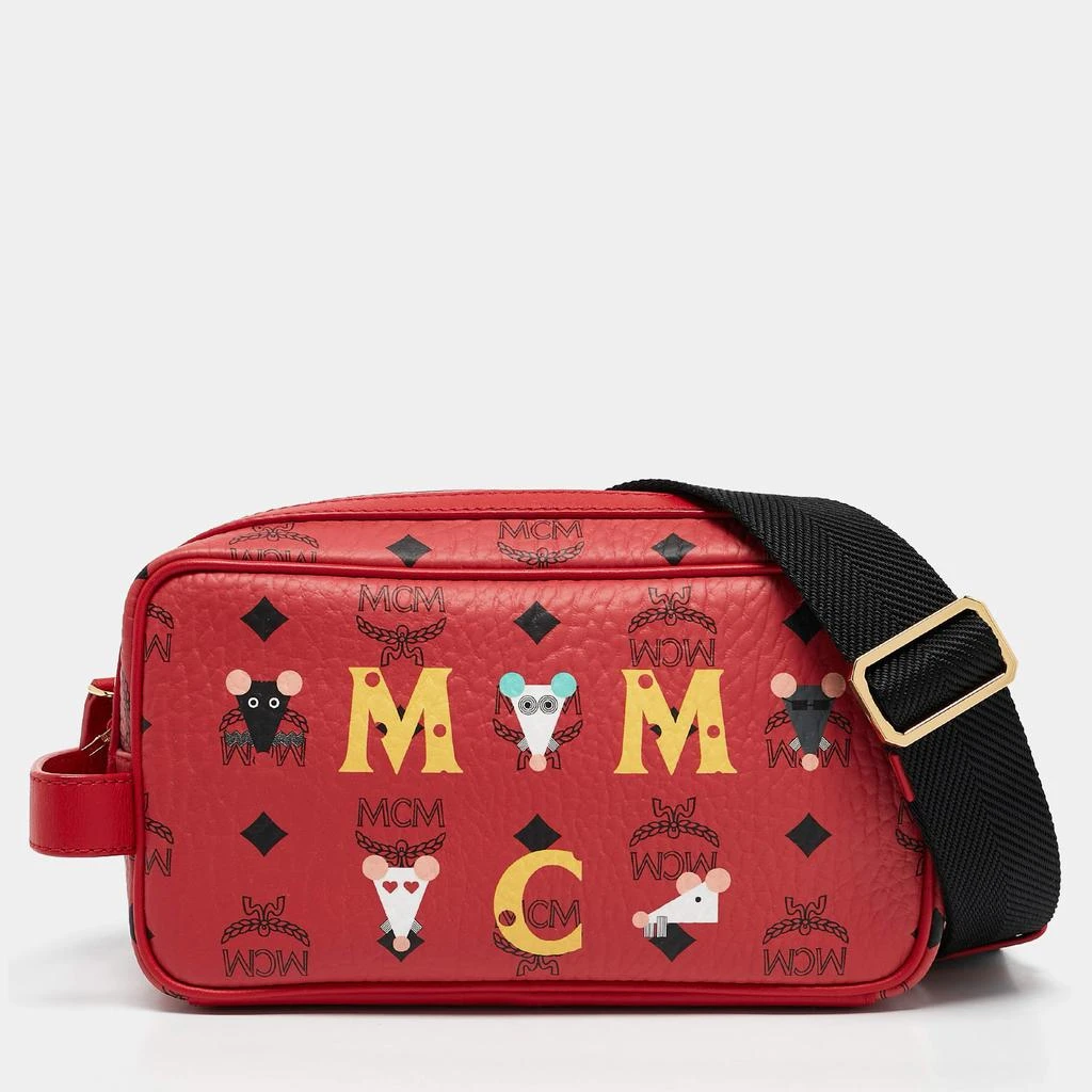 MCM MCM Red Visetos Coated Canvas and Leather 'Year Of The Mouse' Camera Bag 1