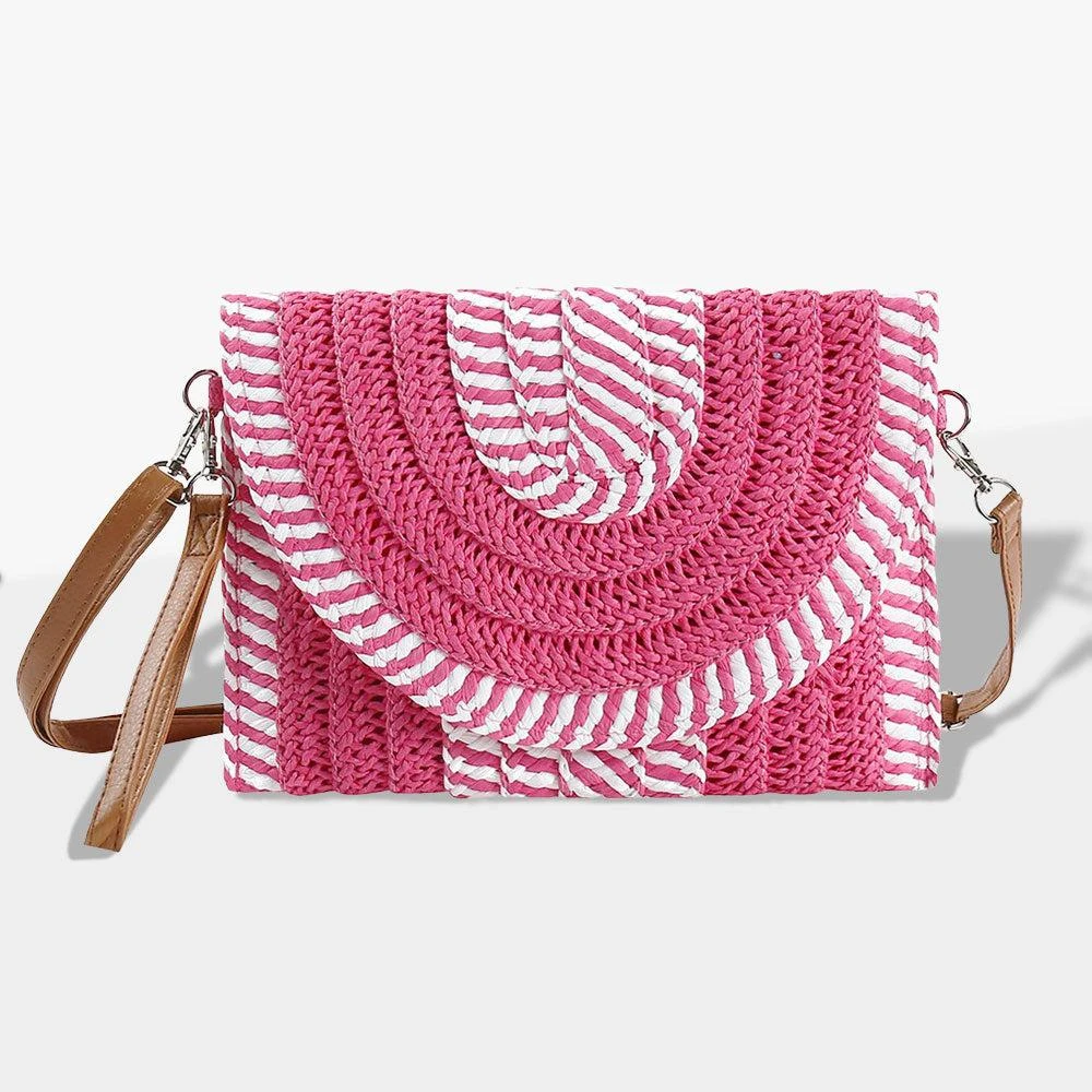 FASHNZFAB Mixed Striped Straw Clutch / Crossbody Bag