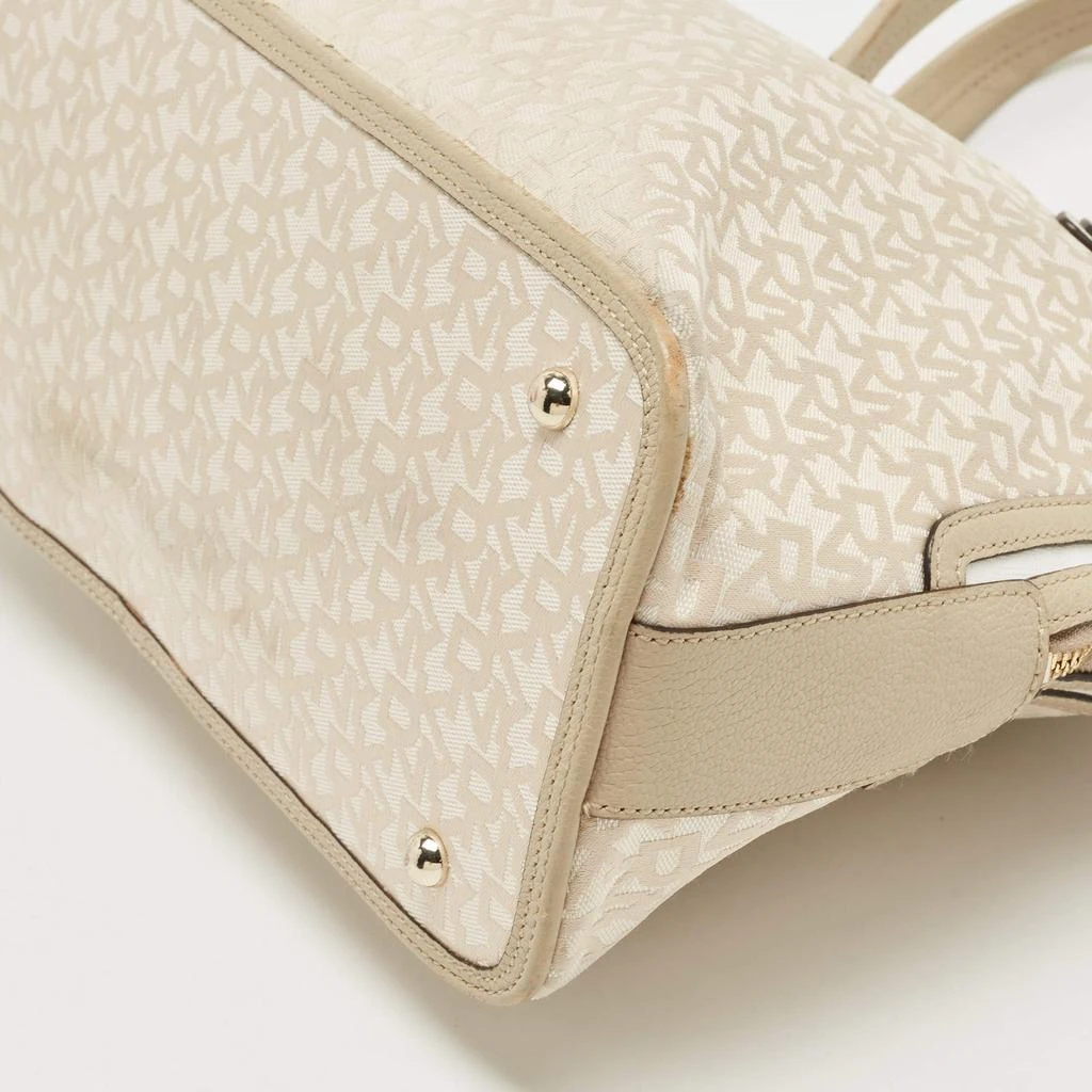 DKNY DKNY Cream/Beige Signature Canvas and Leather Dome Satchel 18