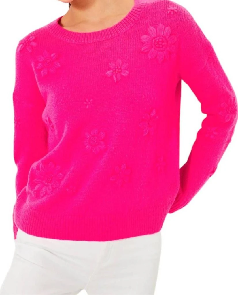 Lilly Pulitzer Elizabelle Sweater In Passion Fruit Pink Coastal Flowers 1