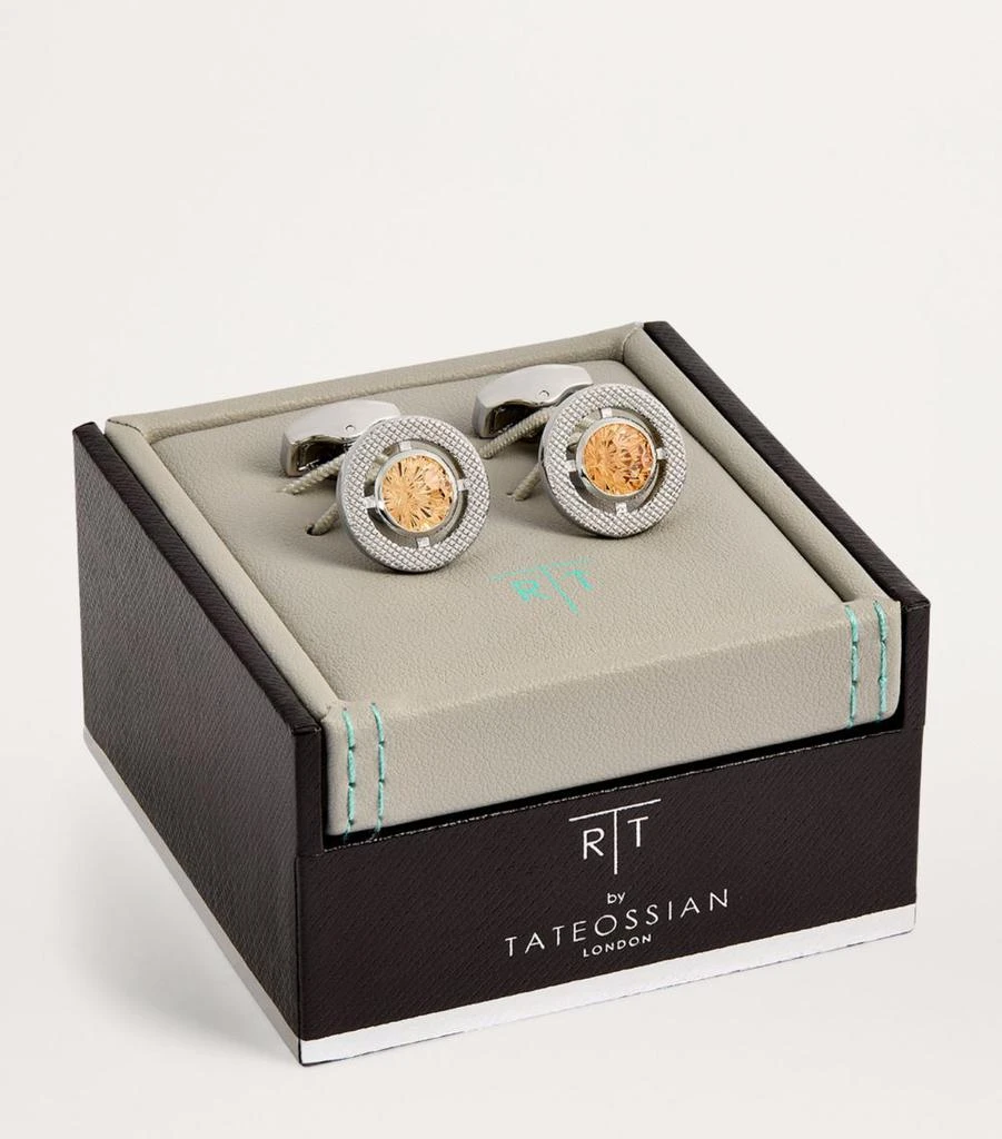 Tateossian Cubic Zirconia and Rhodium-Plated Circular Cufflinks 3