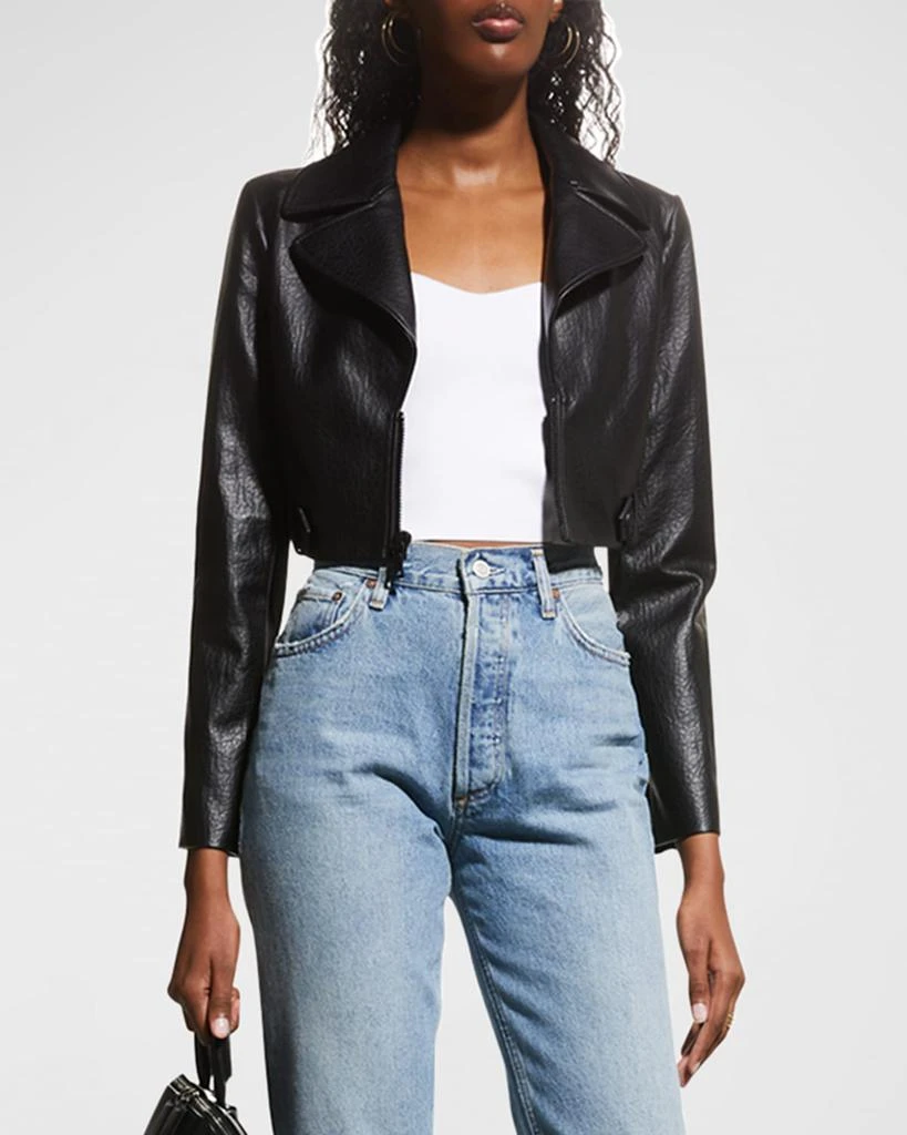 Alice + Olivia Yardley Vegan-Leather Cropped Jacket 4