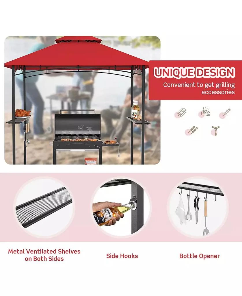 GOUUN 8 x 5 Feet Outdoor Barbecue Grill Gazebo Canopy Tent BBQ Shelter-Red 7