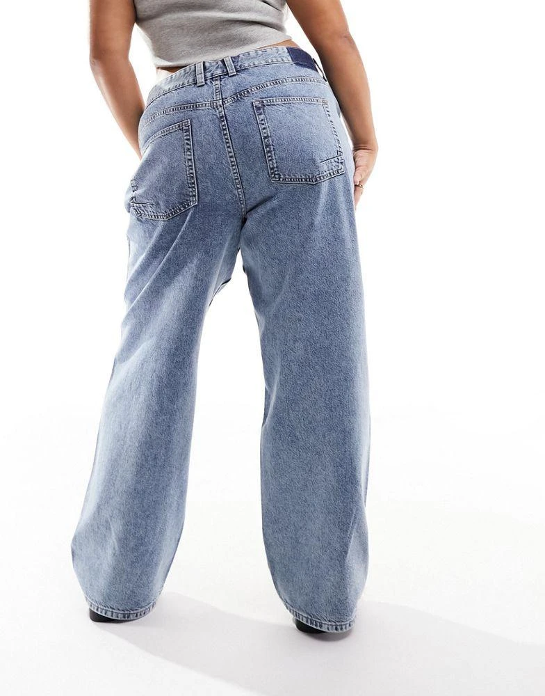 ASOS ASOS DESIGN Curve  baggy  jeans in mid blue 3