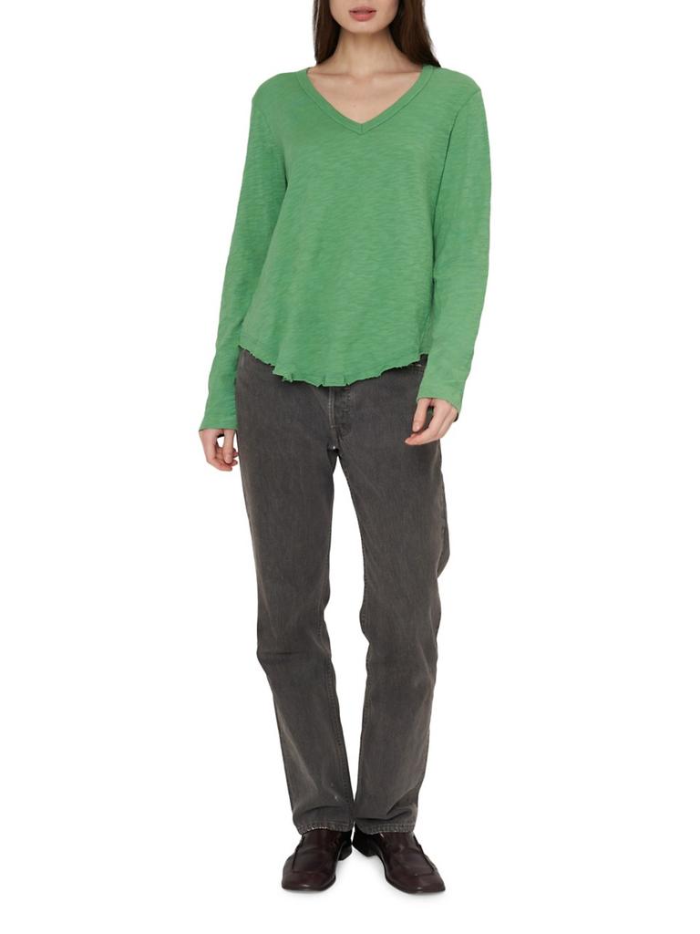 Wilt Long Sleeve V-Neck Raw Hem Shirttail
