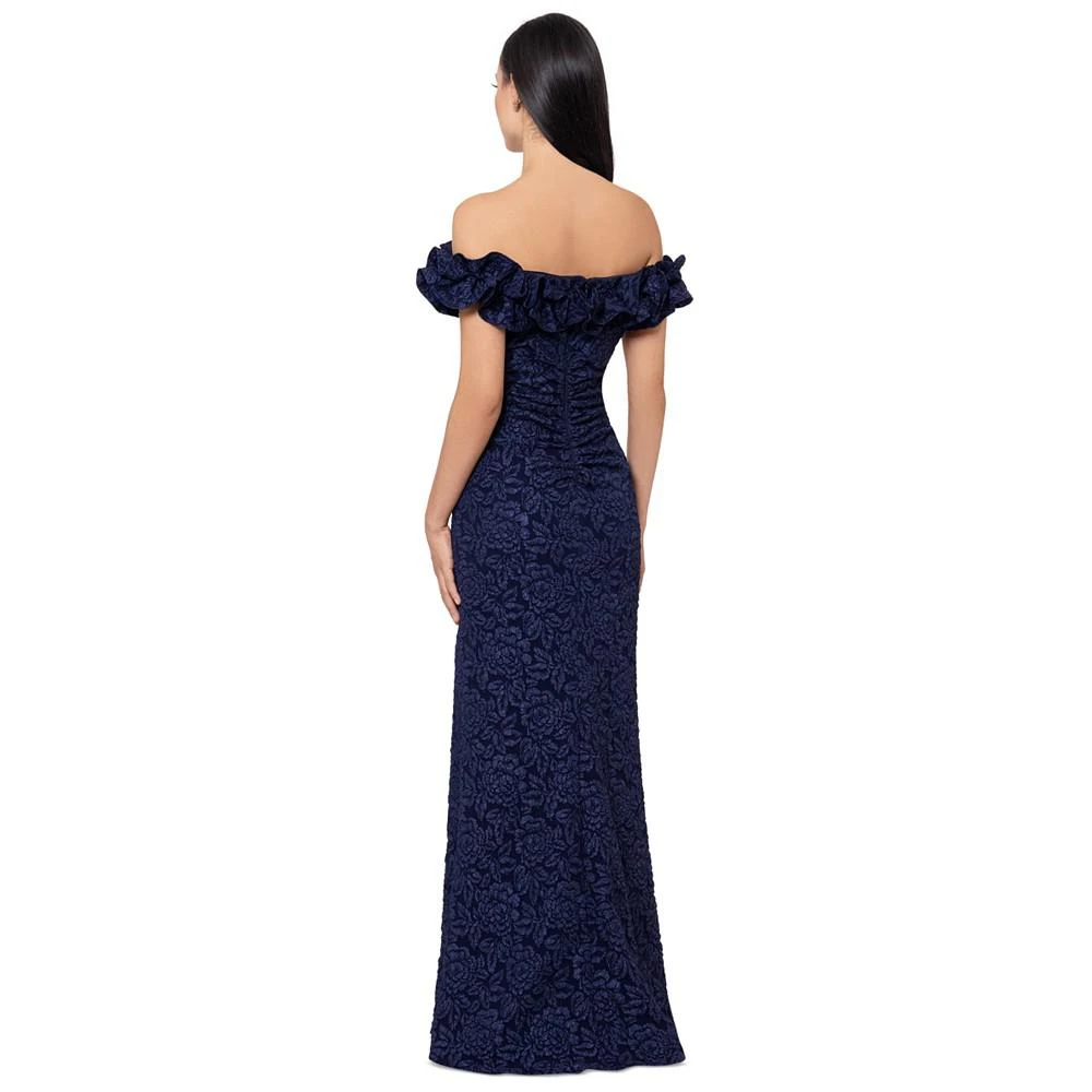 XSCAPE Women's Off-The-Shoulder Floral Brocade Gown 2