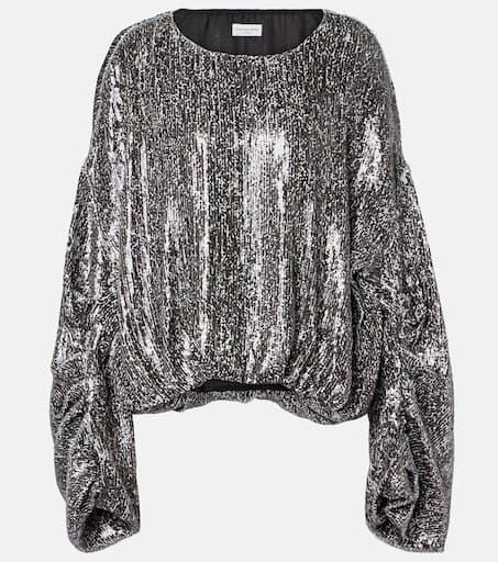 Dries Van Noten Sequined gathered blouse 1