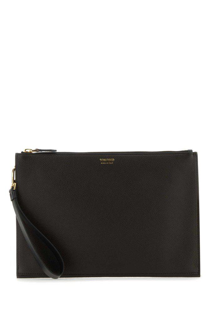 Tom Ford Tom Ford Logo Stamp Zipped Clutch Bag