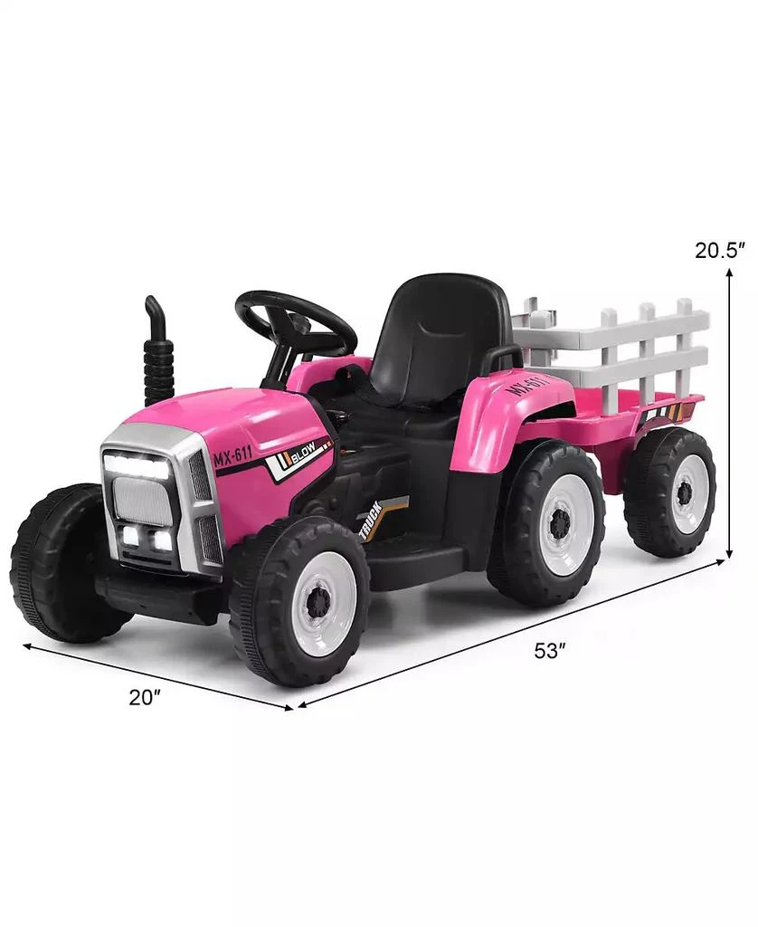 SUGIFT 12V Ride on Tractor with 3-Gear-Shift Ground Loader for Kids 3+ Years Old 3