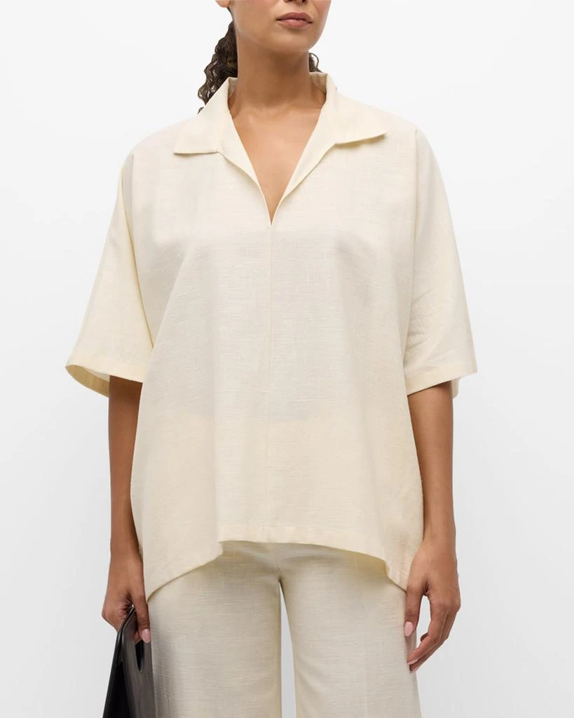 The Row Wen Short-Sleeve Collared Top 2